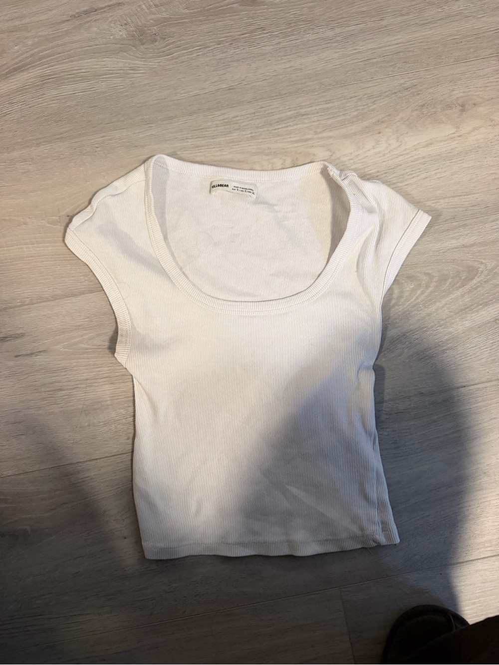 Pull&Bear White Ribbed Scoop Neck Tank Top